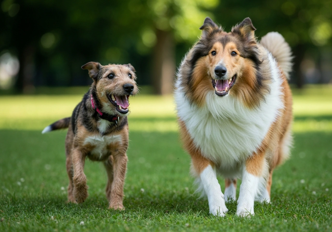 Collie socializing at the park