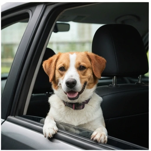 Family sharing time with their herding dog outdoors