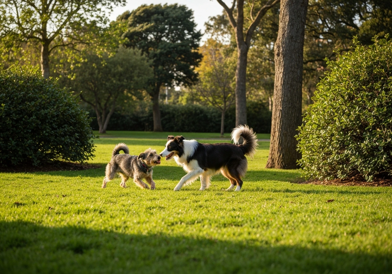 Herding dogs interacting in a community support group