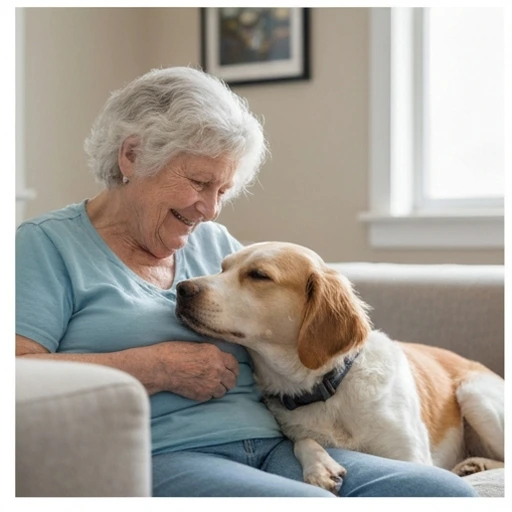 Family bonding with their herding dog companion