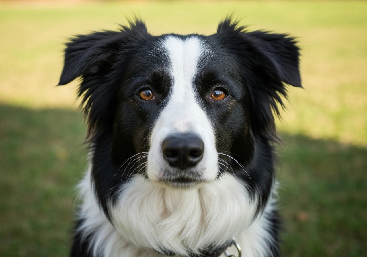 Curious border collie looking attentively at owner