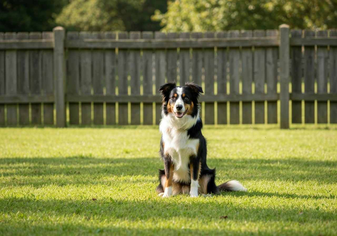 Border collie practicing obedience sit command training